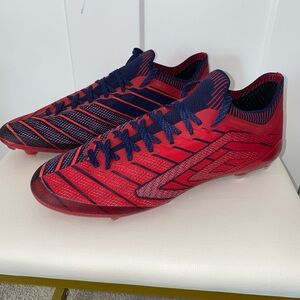 Umbro Velocita Elixir Pro FG Soccer Cleats - Roccocco Red & Estate Blue